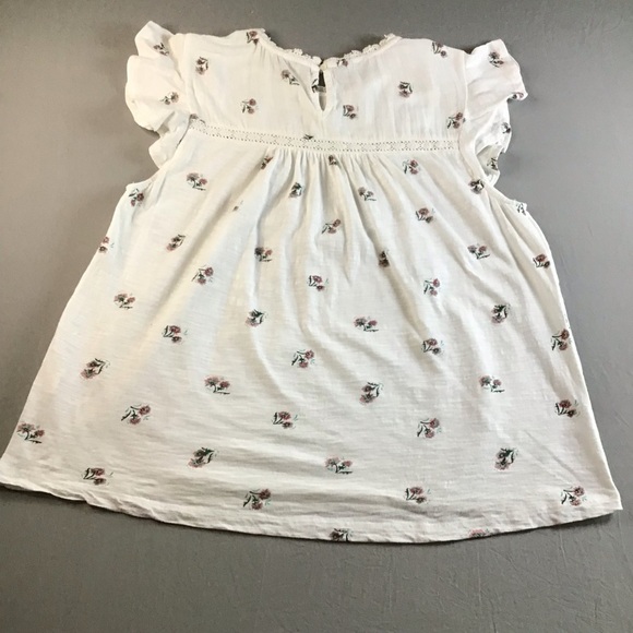 Lucky Brand White Floral Blouse with Ruffle Sleeves - Picture 3 of 9